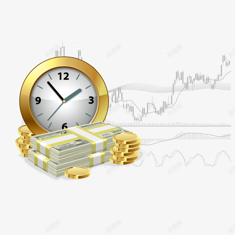 时间和金钱png免抠素材_新图网 https://ixintu.com 时间 理财 金融 金钱 闹钟