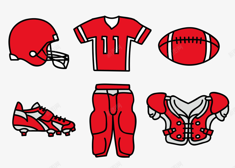 红色活力橄榄球运动套装集合png免抠素材_新图网 https://ixintu.com 橄榄球 活力 红色 红色运动服 运动 运动套装 运动服