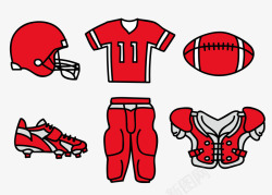 运动服套装红色活力橄榄球运动套装集合高清图片