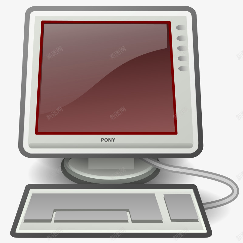白色红屏幕的卡通电脑png免抠素材_新图网 https://ixintu.com 卡通 卡通电脑 电脑 电脑屏幕