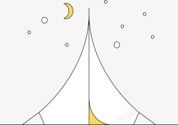手绘帐篷户外星星月亮卡通图案素材