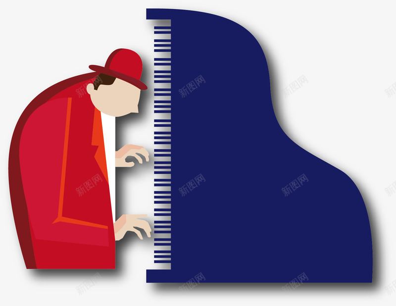 认真弹钢琴的男子矢量图ai免抠素材_新图网 https://ixintu.com 卡通手绘 商务 弹钢琴 演出 男子 装饰 矢量图