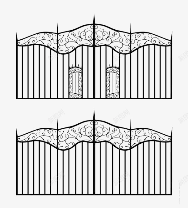 铁艺门png免抠素材_新图网 https://ixintu.com 古典木栅栏 栅栏 栏杆 篱笆 铁艺护栏 铁艺门