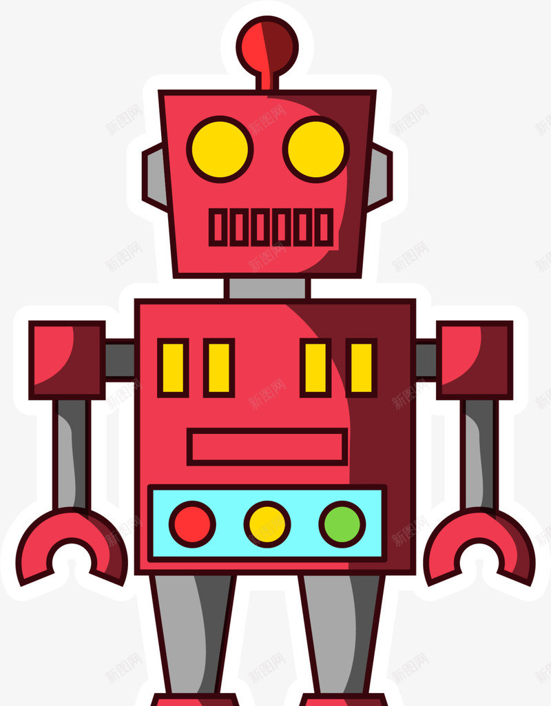 红色扁平卡通机器人png免抠素材_新图网 https://ixintu.com 儿童玩具 卡通机器人 小孩 游戏 玩耍 童趣 红色机器人