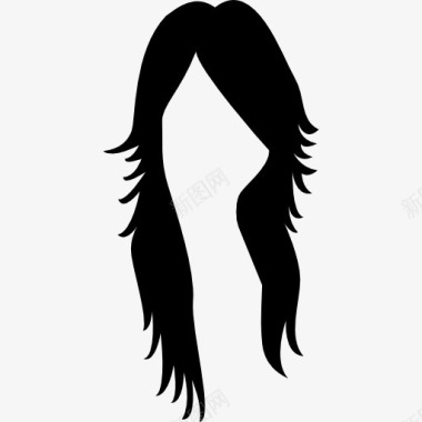 黑长的女性头发形状图标图标
