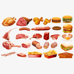 肉咧火腿肠蔬菜矢量图高清图片