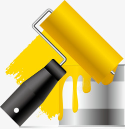 黄色粉刷工具素材