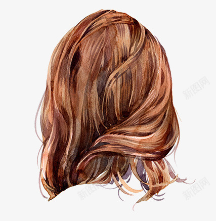 发型png免抠素材_新图网 https://ixintu.com 头发 女孩 手绘 水彩 美发