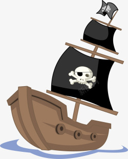 褐色旗子褐色卡通海盗船高清图片