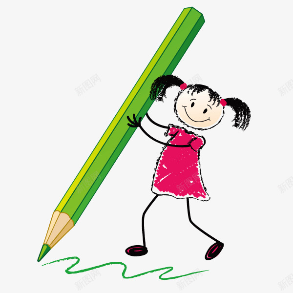 卡通小人写字手绘装饰图案png免抠素材_新图网 https://ixintu.com 写字 卡通小人 手绘 装饰图案