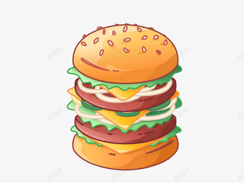 卡通食物美味快餐汉堡png免抠素材_新图网 https://ixintu.com 卡通 快餐 汉堡 美味 食物