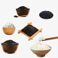 碗中黑米米饭高清图片