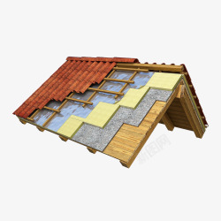 多层棕色三角瓦片屋顶素材