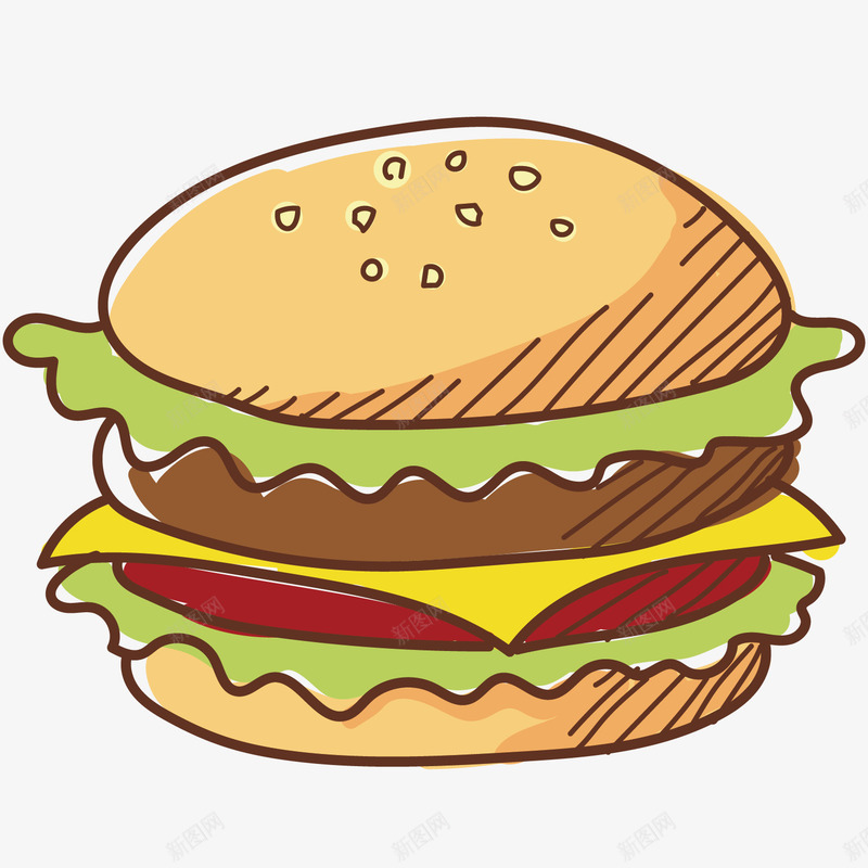 创意汉堡包卡通矢量图ai免抠素材_新图网 https://ixintu.com 卡通 可爱 唯美 快餐 手绘 汉堡包 食物 矢量图