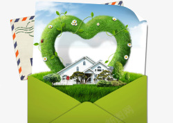 创意绿色环保信件素材