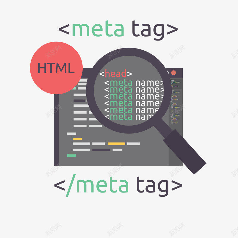 代码网页png免抠素材_新图网 https://ixintu.com 代码 放大镜 网页