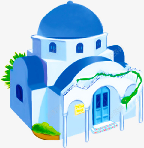 唯美小城堡png免抠素材_新图网 https://ixintu.com 唯美小城堡 城堡 花园 蓝色城堡