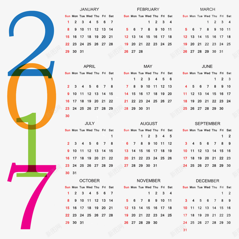 2017年矢量图eps免抠素材_新图网 https://ixintu.com 日历 高清 矢量图