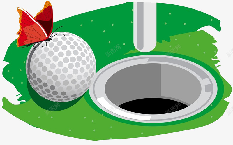 高尔夫球和洞插画png免抠素材_新图网 https://ixintu.com 微距特写 洞 球 蝴蝶 运动 高尔夫球和洞插画 高尔夫球场