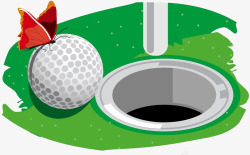 高尔夫球和洞插画素材