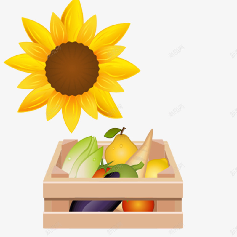 农场向日葵和蔬菜png免抠素材_新图网 https://ixintu.com 蔬菜元素