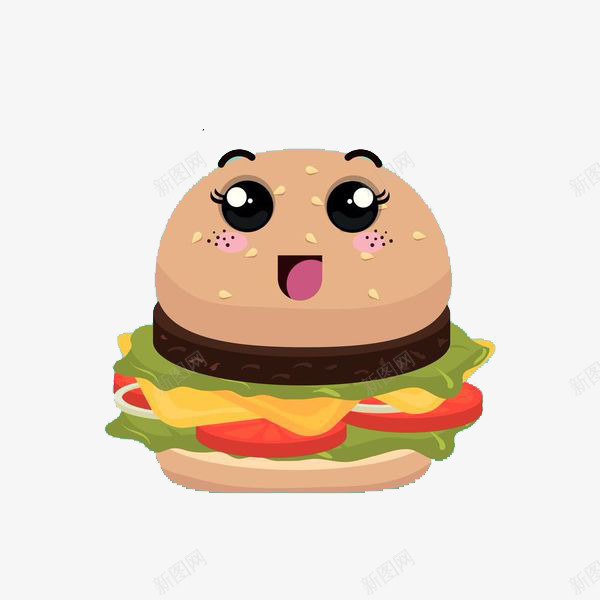 汉堡小人png免抠素材_新图网 https://ixintu.com 卡通 吃饭 夹层 快餐 汉堡 美味 美食 肉 脂肪 面包 食物 鲜虾堡