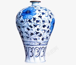 青色瓷器花式青花瓶高清图片