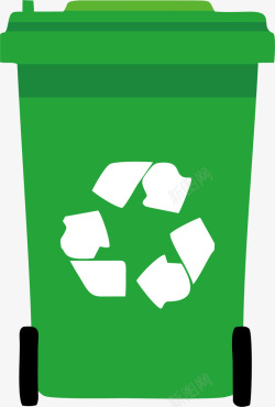 绿色扁平生态垃圾桶素材
