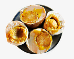 特色咸蛋切开的烤鸭蛋高清图片
