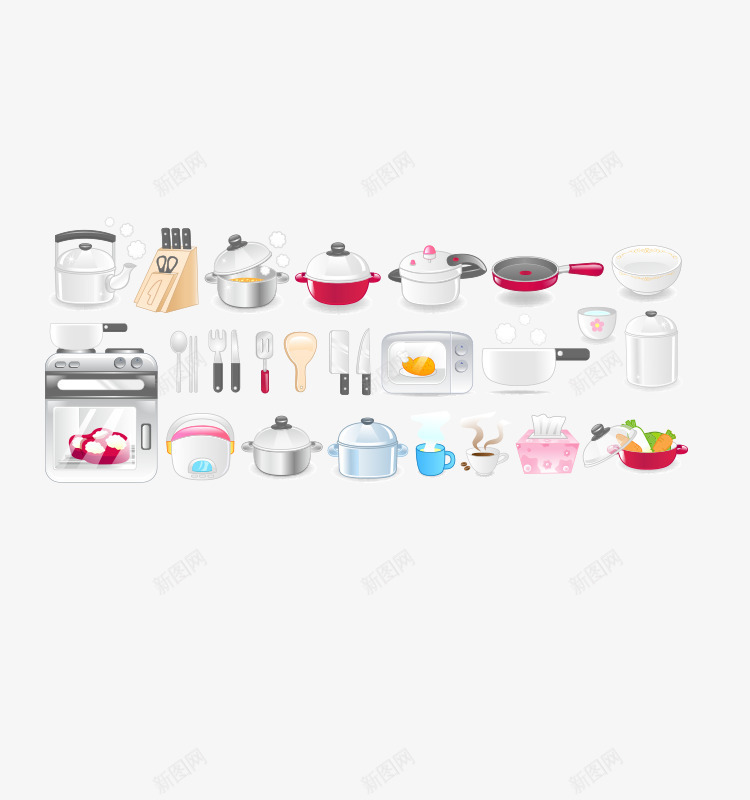 厨房用具png免抠素材_新图网 https://ixintu.com 卡通 厨房用品