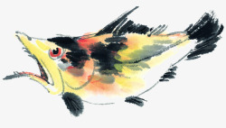 大嘴鱼张口的水墨鱼高清图片