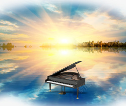 海上钢琴海上日出免费高清图片