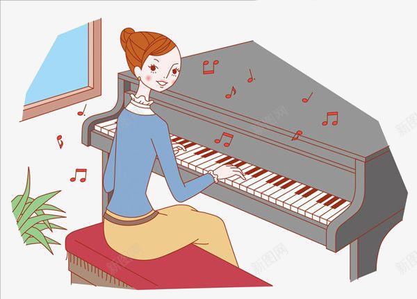 卡通女人弹钢琴png免抠素材_新图网 https://ixintu.com 免抠钢琴 卡通 女人 弹钢琴