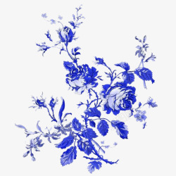 古风蓝色盛开花朵素材