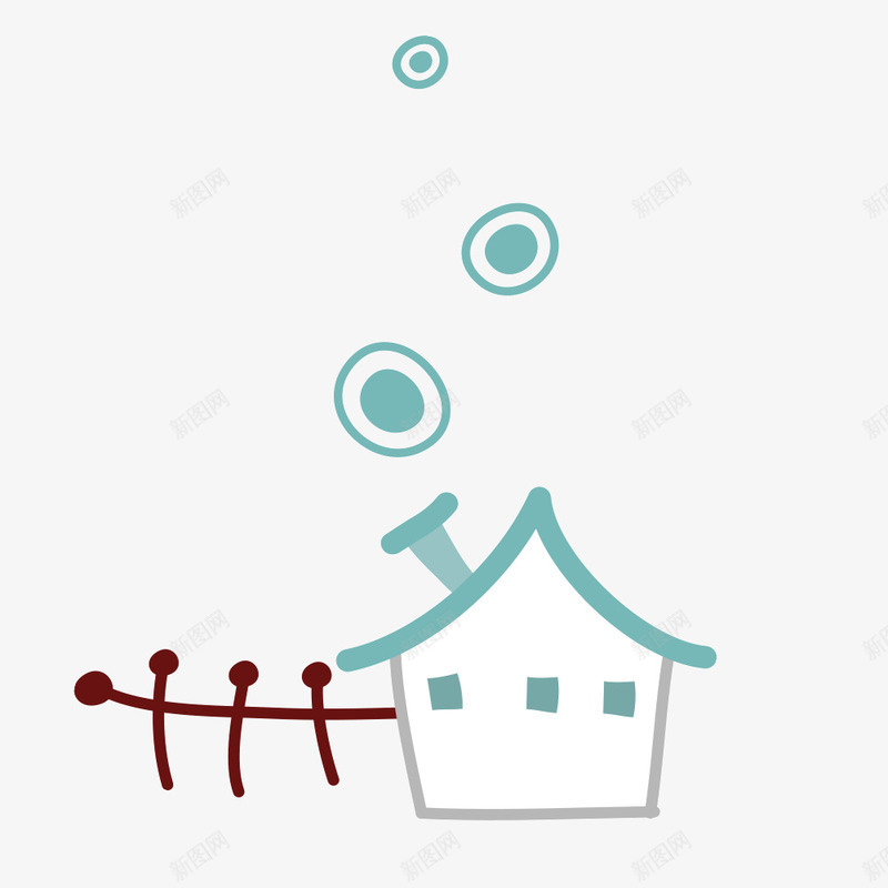 小房子和栅栏png免抠素材_新图网 https://ixintu.com 卡通 房子素材 手绘 栅栏