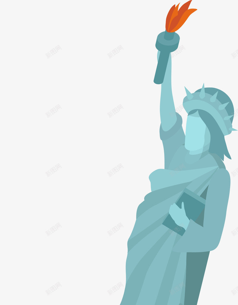自由女神像标图标png_新图网 https://ixintu.com 卡通有趣 扁平化 火炬 矢量图案 神像 自由女神