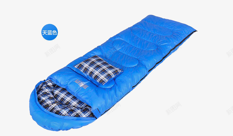 蓝色睡袋和枕头png免抠素材_新图网 https://ixintu.com 产品实物 户外用品 枕头 睡袋
