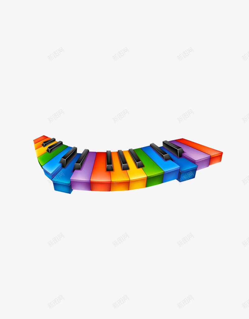 彩色钢琴键png免抠素材_新图网 https://ixintu.com 彩色 钢琴 音乐