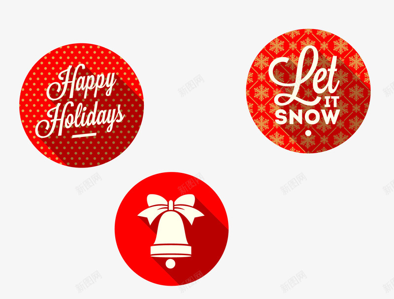 精美圣诞节标签png免抠素材_新图网 https://ixintu.com 圣诞节标签 圣诞节艺术字 精美圣诞节圆形标签 红色 铃铛 雪