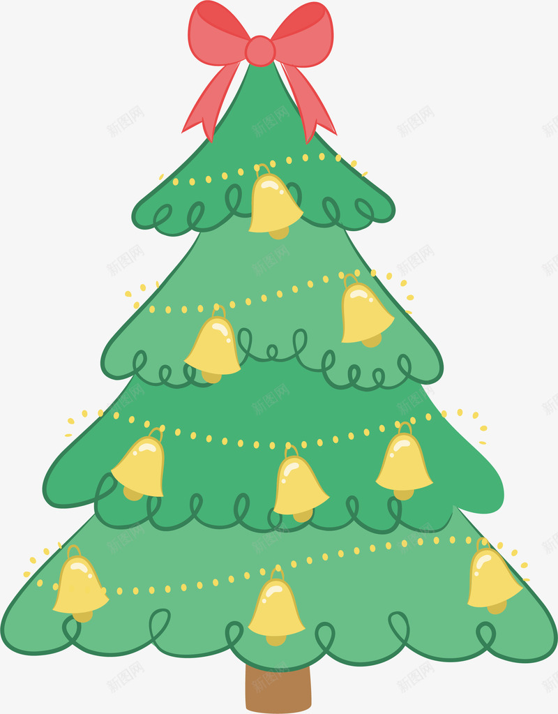 金色铃铛圣诞树png免抠素材_新图网 https://ixintu.com 圣诞树 圣诞节 矢量png 绿色圣诞树 装饰圣诞树 铃铛