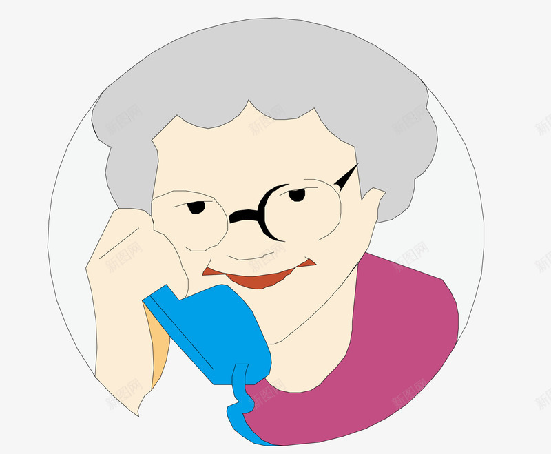 打电话的老奶奶png免抠素材_新图网 https://ixintu.com 打电话 电话 白发女人 矢量素材 老奶奶 老婆婆卡通 蓝色电话