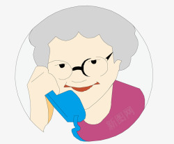 白发女人打电话的老奶奶高清图片