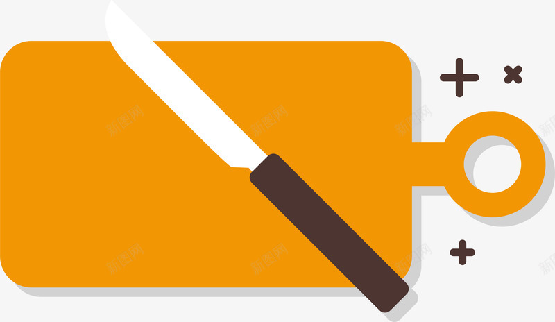 卡通橙色菜板png免抠素材_新图网 https://ixintu.com 刀具 卡通 厨房 扁平化图 橙色 矢量图案 菜板