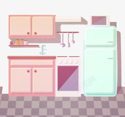 冰箱插画整洁厨房插画高清图片