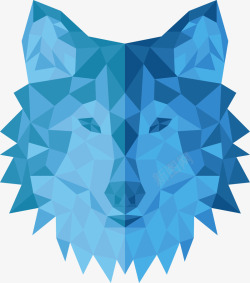 狼头图腾蓝色低多边形狼头高清图片