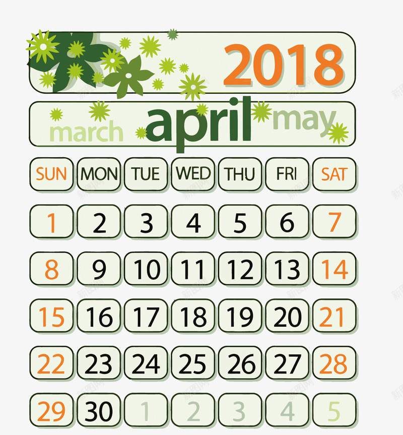 2018年日历矢量图eps免抠素材_新图网 https://ixintu.com 2018PNG矢量图 2018年免扣PNG图 手绘 日历 矢量2018 绿色 艺术字 矢量图