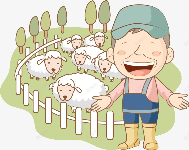 绵羊农场png免抠素材_新图网 https://ixintu.com 人物画 卡通手绘 水彩画 绵羊农场 肖像画 装饰图案