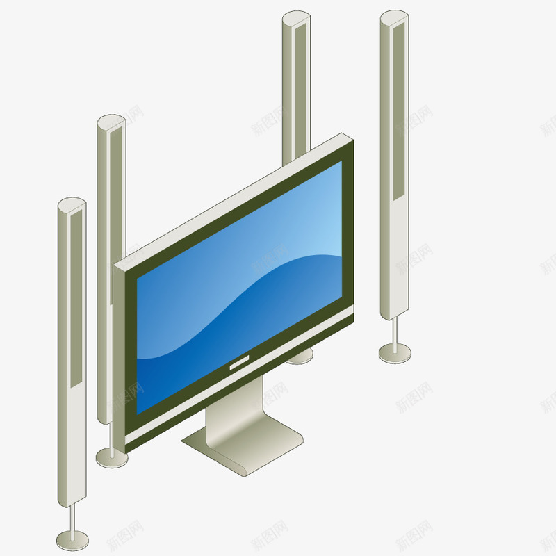 电视机矢量图eps免抠素材_新图网 https://ixintu.com 家电 形状 播放器 电器 电脑显示器 矢量图