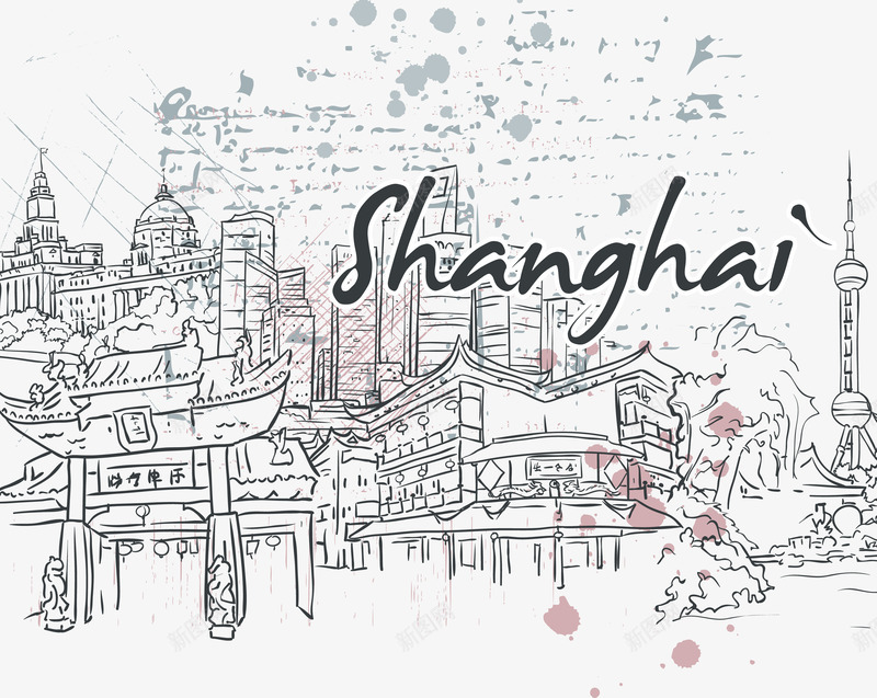 上海矢量图eps免抠素材_新图网 https://ixintu.com 上海街景 上海街道 城市现代上海 建筑 矢量图