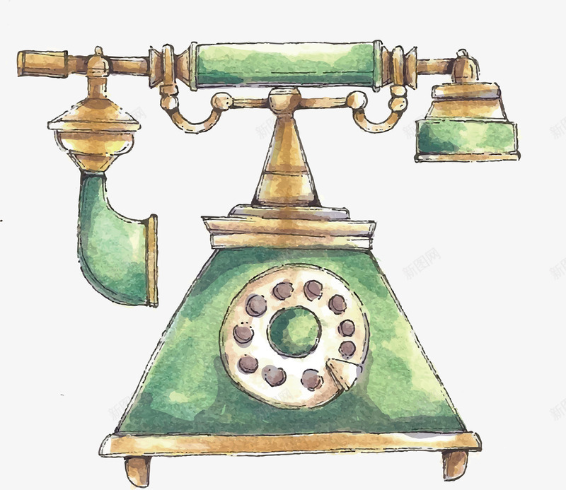 水彩复古电话机矢量图ai免抠素材_新图网 https://ixintu.com 古代电话 复古 欧式 水彩复古 电话 电话机设计 矢量图 精美